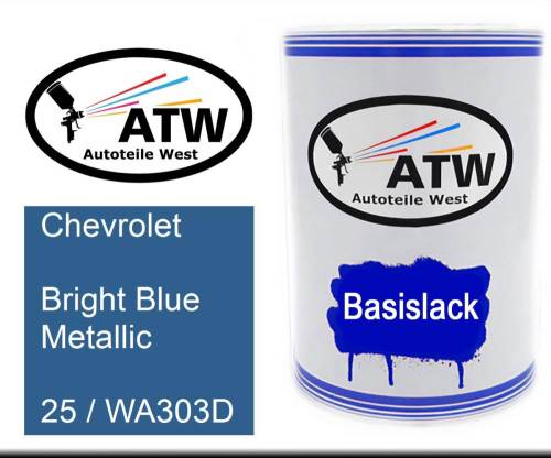 Chevrolet, Bright Blue Metallic, 25 / WA303D: 500ml Lackdose, von ATW Autoteile West.